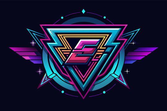 a neon letter e with a triangle shape