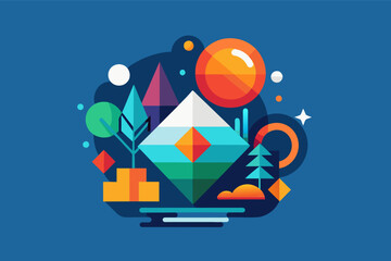 Aufkleber - a flat design with a circular shape and a flat design with a circular shape