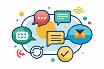 Aufkleber - a group of speech bubbles with different icons, A collection of speech bubbles featuring a variety of icons.