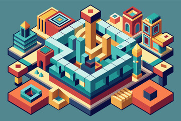 Fototapete - a colorful pixel city with a lot of buildings, A serving of stew made with beans and corn.