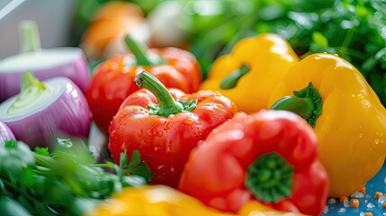 Canvas Print - close-up of vegetables in the shop window. Selective focus