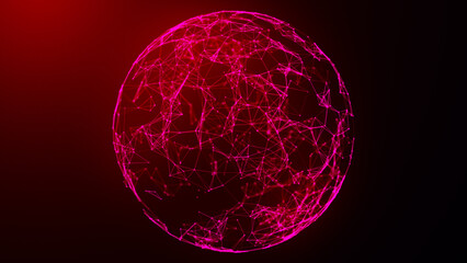 Wall Mural - abstract 3d futuristic sphere. global network connection. sphere made of dots and lines. big data vi