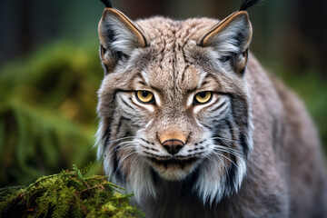 Wall Mural - Close up of wild Lynx wildcat in forest