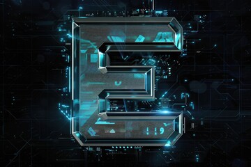 Poster - High-tech letter E made of futuristic elements. Ideal for technology concepts