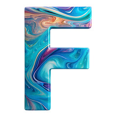 Wall Mural - fluid art liquid letter f - vibrant abstract design cut out isolated png transparent