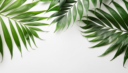 Poster - tropical leaves banner on white background with copy space