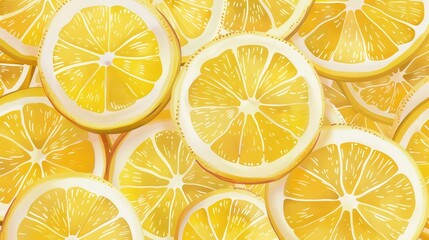 Seamless pattern featuring lemons slices for background with lemon texture design for textiles and wallpaper