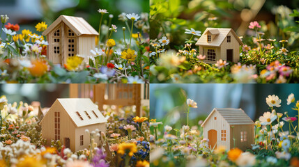 Sticker - house with flowers in the garden