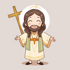 esus Christ kawaii cartoon character vector illustration