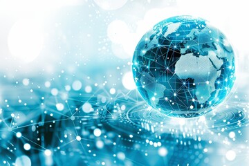 Poster - Digital representation of the world connected through a network of data and technology, highlighting the importance of global communication, Generative AI