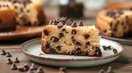 Wall Mural - Chocolate chip cake presented on a plate