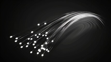 Wall Mural - Black and white line drawing of a fiber optic electronic cable. Vector file.