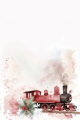 Wall Mural - Watercolor poster Merry Christmas and happy new year. Christmas holiday background illustration