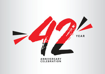 Wall Mural - 42 year anniversary celebration logotype vector, 42 number design, 42th Birthday invitation, anniversary logo template, logo number design vector, calligraphy font, typography logo, vector design