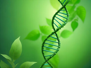 DNA helix green leaf eco-scientific design