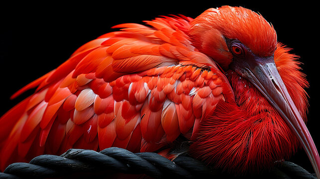 adult male Scarlet Ibis Eudocimus ruber with bright red plumage found in Venezuela South America