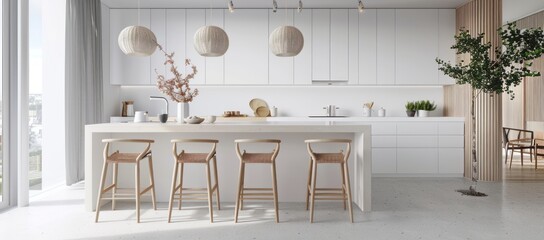 Wall Mural - Modern Nordic kitchen interior with a minimalist approach