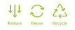 © icons gate - Reduce, reuse, recycle icon set. Arrows symbol , triangle recycling arrows icon. arrow sync rotation outline icons. vector editable stroke