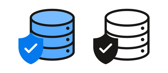 Leinwandbilder - Security database icon and Shield check mark icon or security shield protection icon with tick symbol. Data storage icon vector