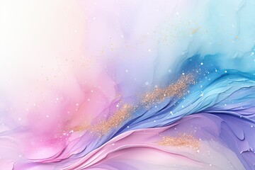 Poster - Soft pastel color background with glitter and wavy shape with blank text space, sparkle and pastel background