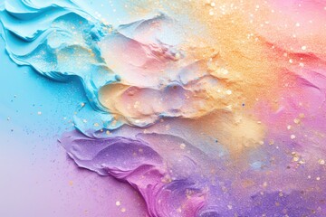Poster - Soft pastel color background with glitter and wavy shape with blank text space, sparkle and pastel background