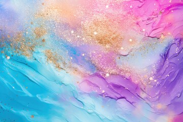 Poster - Soft pastel color background with glitter and wavy shape with blank text space, sparkle and pastel background