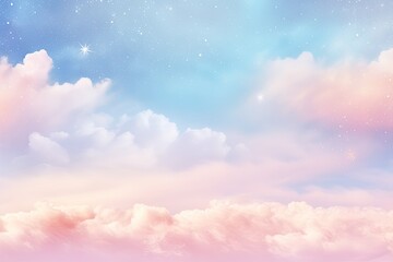 Aufkleber - Watercolor cloudy and wavy pastel background, Blank watercolor background with colorful clouds and waves
