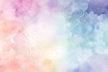 Aufkleber - Watercolor cloudy and wavy pastel background, Blank watercolor background with colorful clouds and waves