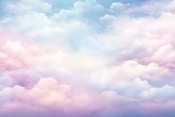 Aufkleber - Watercolor cloudy and wavy pastel background, Blank watercolor background with colorful clouds and waves