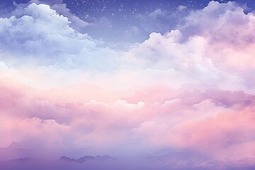 Aufkleber - Watercolor cloudy and wavy pastel background, Blank watercolor background with colorful clouds and waves