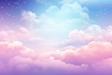 Aufkleber - Watercolor cloudy and wavy pastel background, Blank watercolor background with colorful clouds and waves