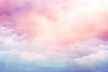 Aufkleber - Watercolor cloudy and wavy pastel background, Blank watercolor background with colorful clouds and waves