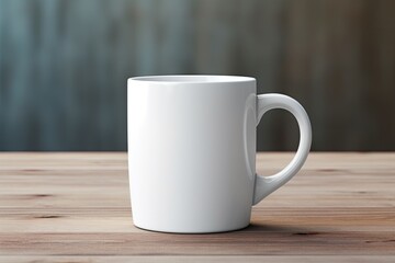 Leinwandbilder - Blank coffee mug mockup with wooden table
