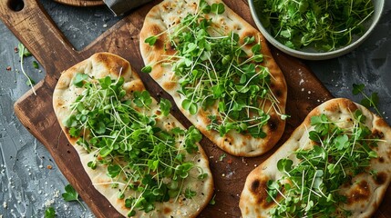 Wall Mural - Microgreen-Topped Flatbreads Recipe