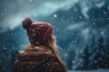 Canvas Print - Close-up: woman in red hat and jacket