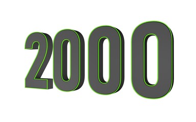 Poster - 3d number 2000 on a white background.