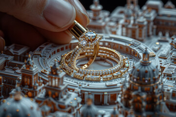 Poster - A designer crafting jewelry that changes form with each touch. Concept of innovative design. Generative Ai.