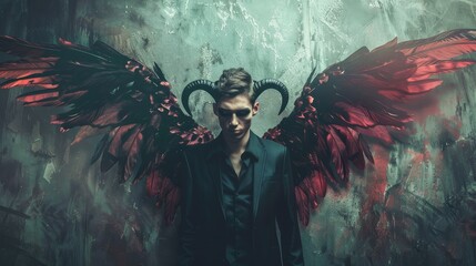 Wall Mural - Demon with wings and horns wallpaper background