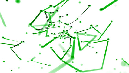 Aufkleber - Colorful particles connected by lines flying flying towards camera. Design. Plexus dynamic background.