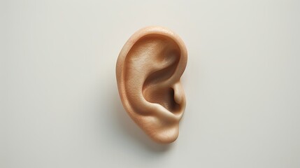 human ear close-up on light background