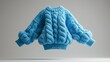 © LabirintStudio - Blue hand-knitted wool sweater with cable patterns