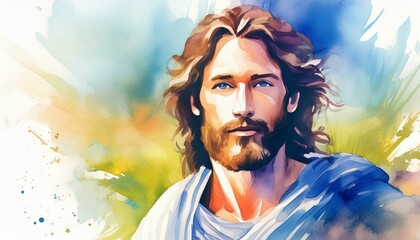 Wall Mural - jesus christ Biblical. Christian religious watercolor illustration