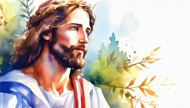 jesus christ Biblical. Christian religious watercolor illustration