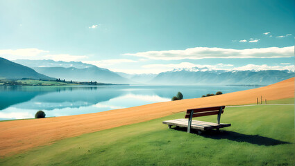 Wall Mural - Beautiful view, fog in the distance, blue and calm oceans, rest and holidays