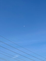 Wall Mural - high voltage power lines with blue sky