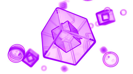  - Abstract 3d animation, colorful rotating cube. Design. Geometric shapes on a white background.