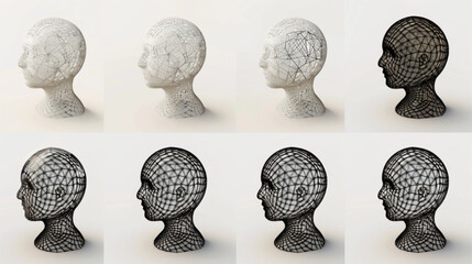 Wall Mural - Isolated globe wireframe vector 3D avatars set vector icon, white background, black colour icon