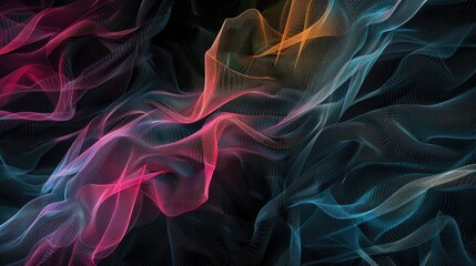 Poster - Abstract black background with delicate textures and vibrant gradient lighting