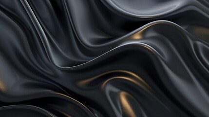 Poster - Abstract black background with smooth, flowing textures and vibrant gradients