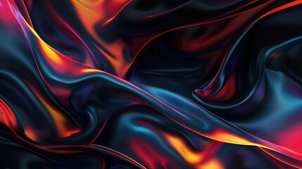Wall Mural - Abstract black background with smooth, flowing textures and vibrant gradients